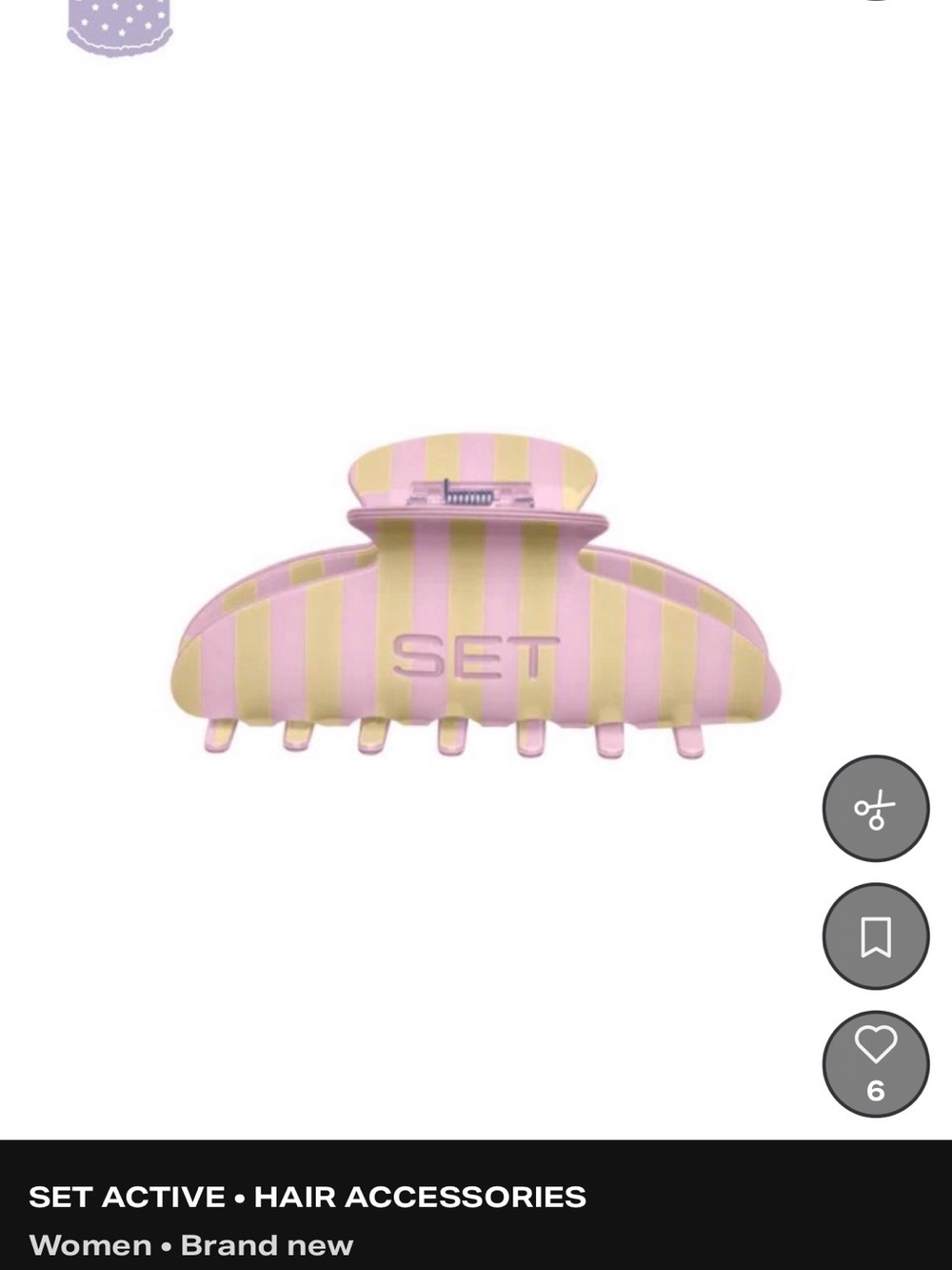 SET Active Pink and Cream Striped Hair Claw